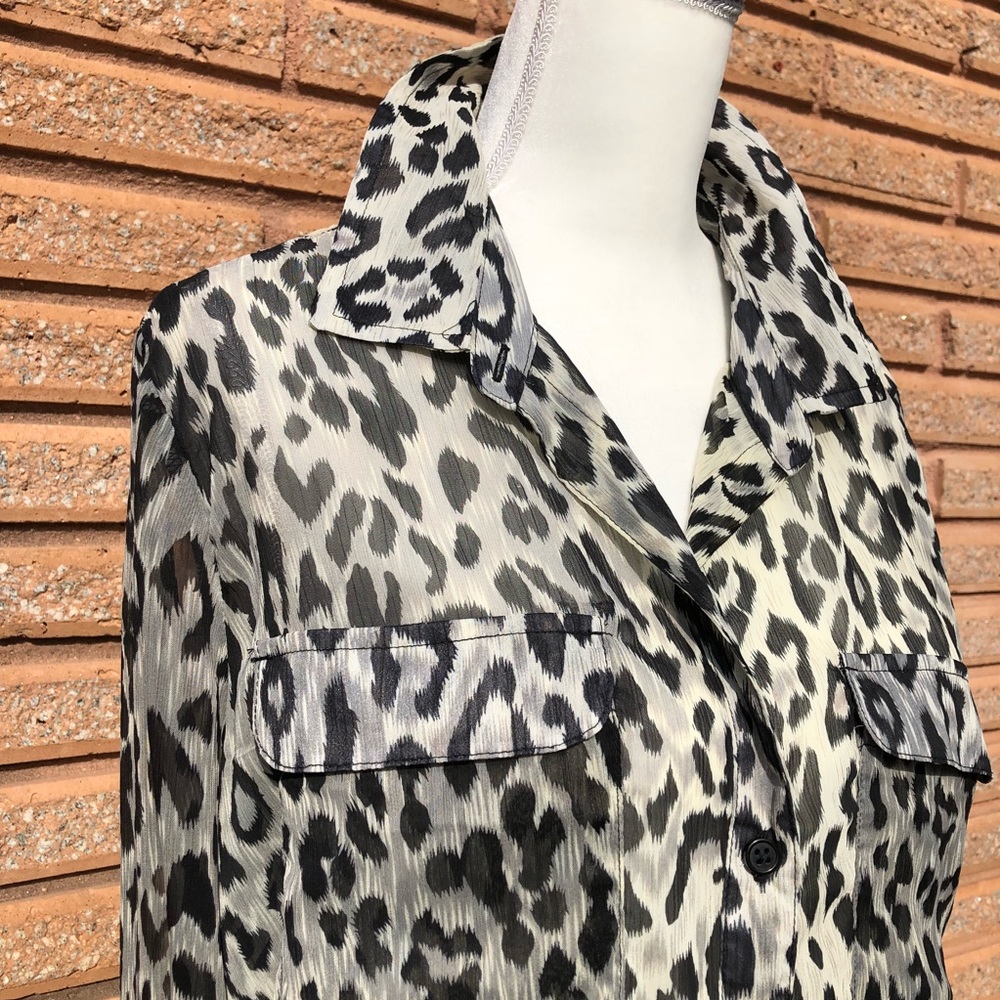 Animal print semi-sheer blouse